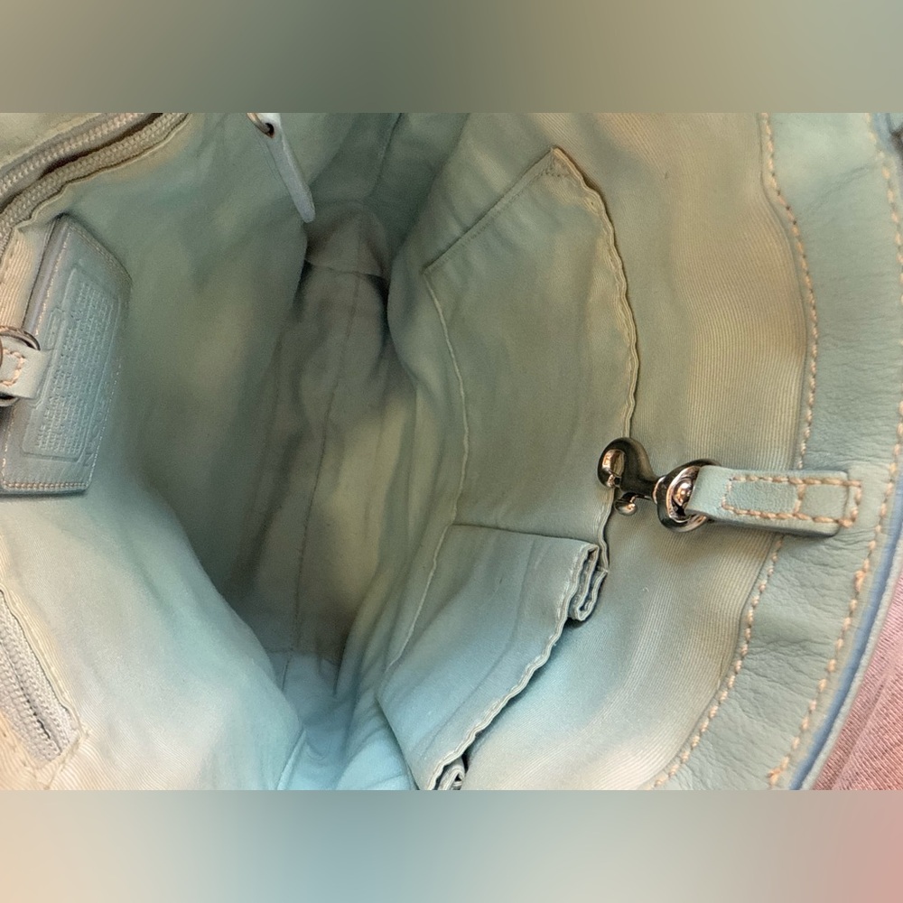 SOLD Coach Vintage Lunch Brown and Blue Signature Tote Bag - Picture 6 of 7